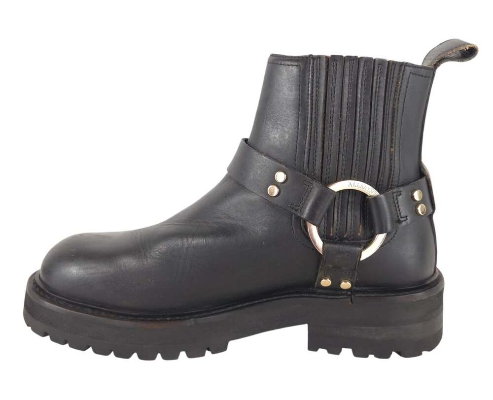 AllSaints Maddie Biker Boots US 10 EU 40 Womens Black Leather $350 - Picture 7 of 13
